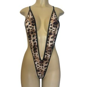 Bold Leopard Print Plunge Swimsuit